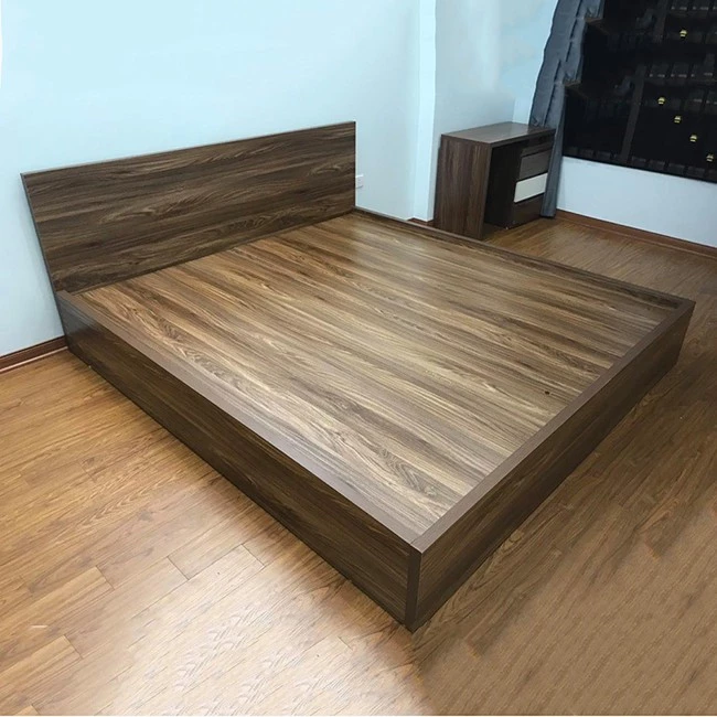 Mẫu giường hộp gỗ công nghiệp tối giản